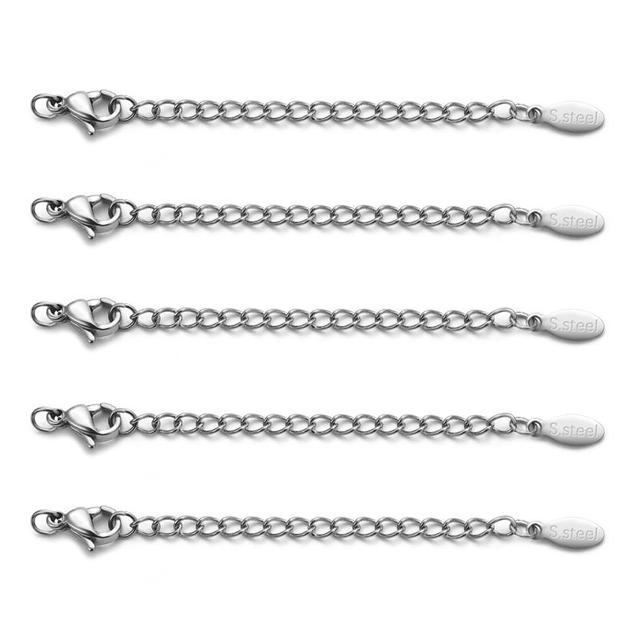 Stainless Steel Extended Extension Bracelet Necklace Tail Chain Lobster Clasps Connectors For DIY Jewelry Making Findings