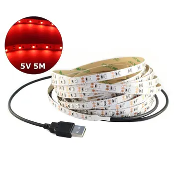 

5V USB LED Strip Light 5M 300 SMD 3528 with 3M Tape for TV Computer Backlighting (Non-waterproof, Warm White 2800-3200K) JK2019