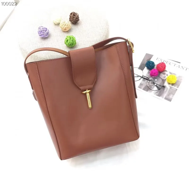 

2018 Autumn New Style Bucket Bag Fashion Genuine Leather Hand Single-shoulder Bag for Women