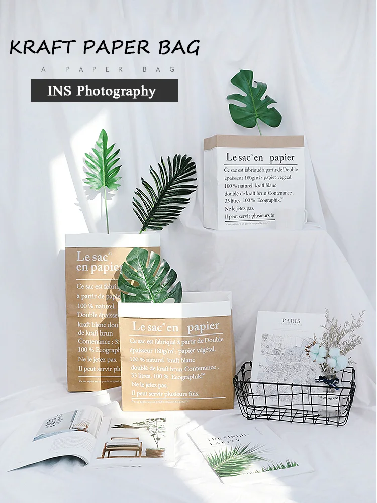 

INS Photography Props Double Thickening Kraft Paper Bags Storage Bag for Photo Studio Background Shooting Decoration Items