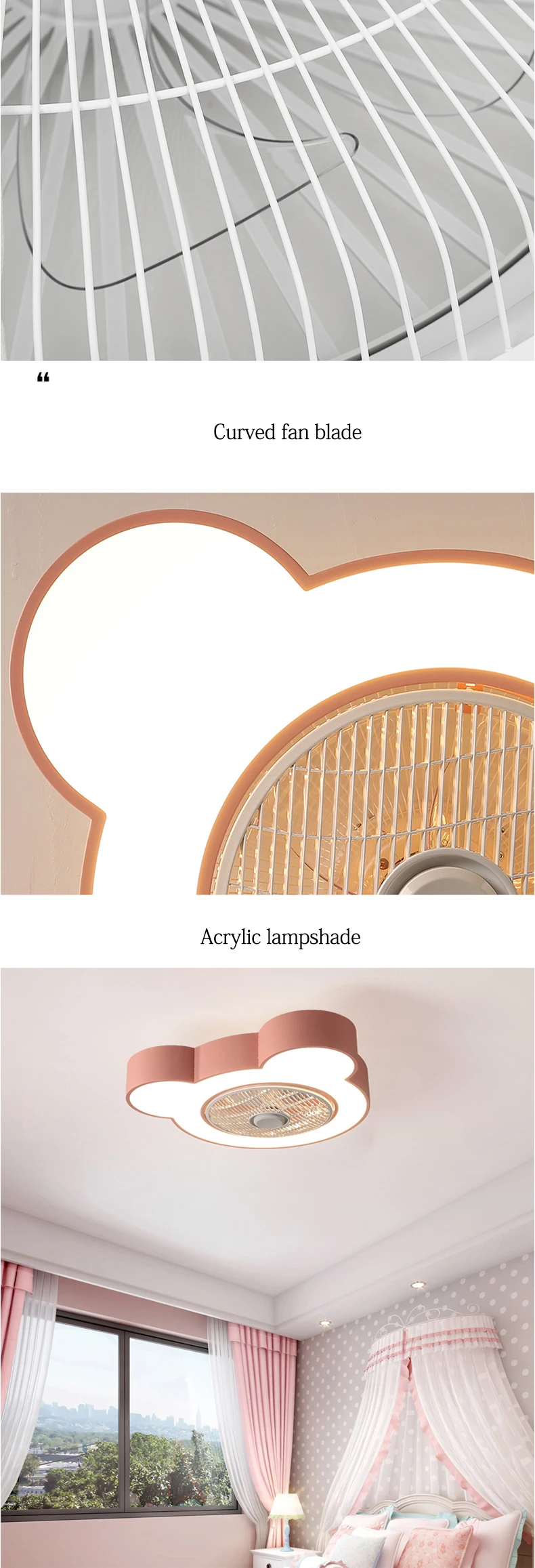 Creative Invisible mute home modern chandelier restaurant study bedroom simple children's room chandelier white pink black