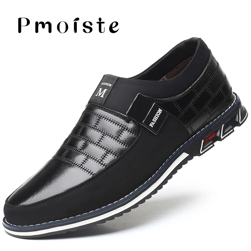 Genuine Leather shoes Men Comfortable Plus Size 11-14 Brand Weave Oxford Shoes for men Business shoes Casual Formal - Цвет: Black