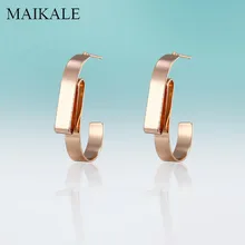 MAIKALE, новинка, модные геометрические большие серьги-гвоздики в форме C, Необычные золотые серьги в металлическую полоску для женщин, очаровательные подарки