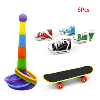 

6Pcs Parrot Training Toys Mini Sneaker Skateboard Intelligence Training Rings