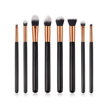 

8PCS Eyes Shadow Makeup Brushes Set Black Wooden handle Smudge Blending Contour Eyeliner Eyebrow Makeup Tools Kit T08068