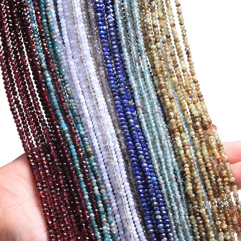 Natural AAA Faceted Gemstone Rondelle Spacer Stone Beads For Jewelry Making 15" 