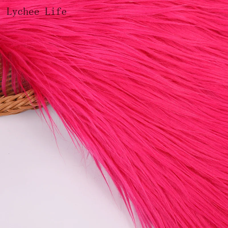 Rose red Lychee Life длинный мех кролика искусственный мех ткань мягкий плюш искусственный ткань швейный материал Diy украшение дома - Цвет: Rose red