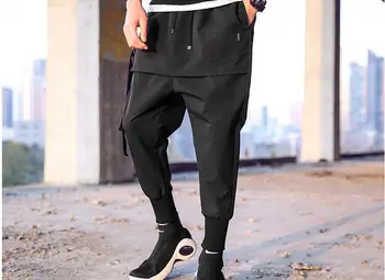 

2020 New Trend Men's fashion Harem Pants Hair Stylist Loose Casual Hip-hop Neck Pants Men Tide trousers