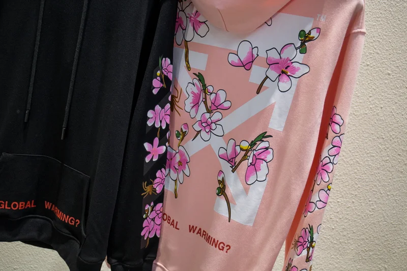 19ss Off-White OW цветы стрела мужчины женщины унисекс влюбленные Мода хлопок Повседневная Толстовка с капюшоном свободная Куртка Пуловер