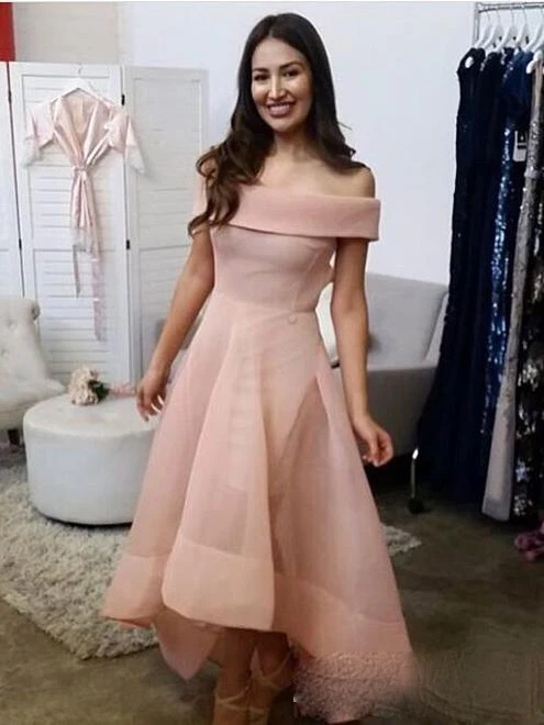 

New Arrival Boat Neck Women Formal Evening Dress High Low Style Women Prom Gown Custom Made