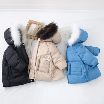 

Toddler Kids Boys Jacket Warm Down Coat For Children Fur Hooded Outerwear Clothing Baby Girls Clothes 7 12 Russian Winter Parkas