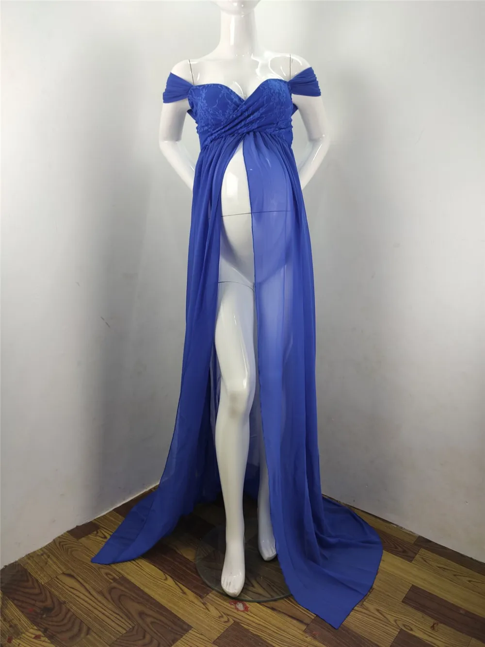 Shoulderless Maternity Dress For Photography Sexy Front Split Pregnancy Dresses For Women Maxi Maternity Gown Photo Shoots Props (8)