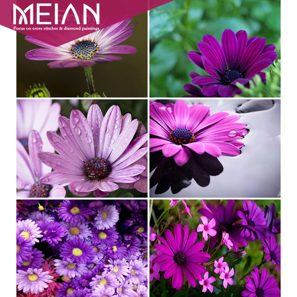 2020 Алмазная мозаика Meian flower для творчества бриллиантовая вышивка полная цветы