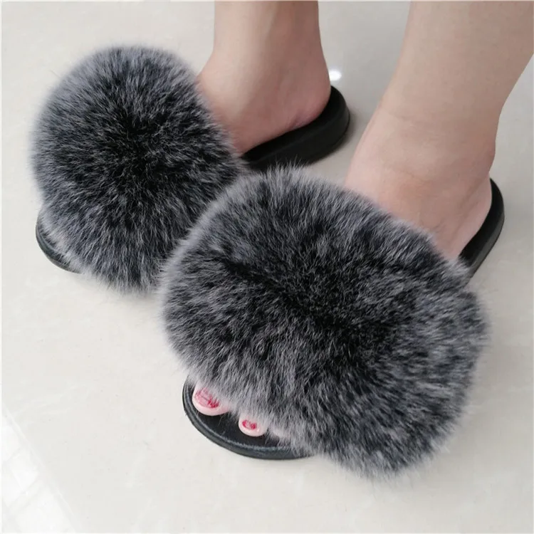 Женские шлепанцы ZDFURS * из лисьего меха пушистые слайдеры удобная летняя обувь