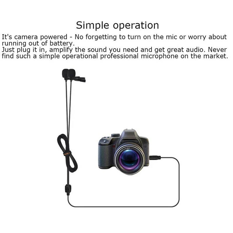 Comica CVM-D02B петличный микрофон с двумя головками для Canon Nikon sony A7 A6300 камера/для Iphone 6 6plus смартфон/для