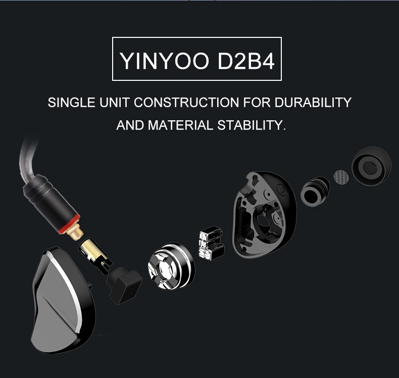 Yinyoo D2B4 2DD+ 4BA 10 мм графеновые мембранные динамические гибридные наушники в ухо HIFI DJ монитор наушники с новым модернизированным кабелем