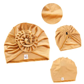 

European And American Turban Velvet Plate Big Flower Hat Ethnic Cap Bonnet Cancer Chemotherapy Headwear Ladies For Cotton