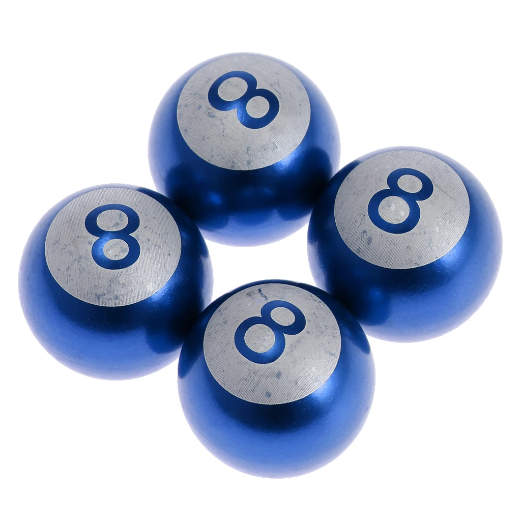 4PCS Blue Wheel Tyre Tire Valve Stems Air Dust Cover Caps for Car Truck Bike 8 Ball Type