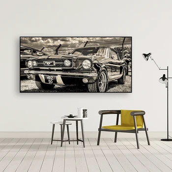 

Modular HD Print Artwork Classic Sports Car Posters Home Decor Wall Art 1 Pieces Pictures 1965 Ford Mustang Car Canvas Paintings