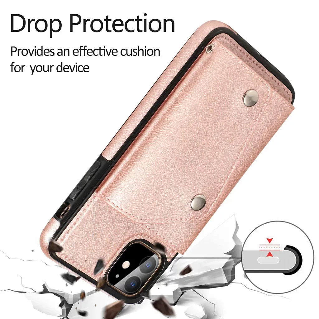 Ретро Чехол из ПУ кожи для IPhone 11 6,1 дюймов, защитный кожаный чехол-кошелек, чехол с подставкой и отделением для карт