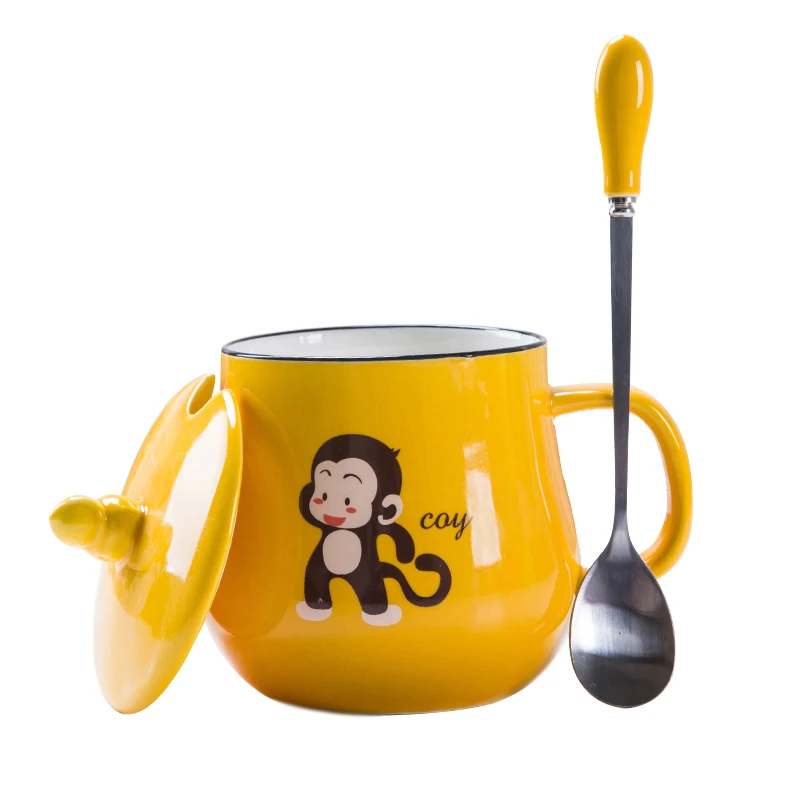 3D керамическая чашка с изображением совы, креативная кружка, чашка для кофе, молока, с крышкой, ложка, термостойкая кружка, подарок, 420 мл, забавные кружки, Rugrats CL1122202