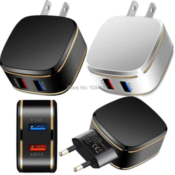 

Dual Ports Fast Quick Charger QC3.0 Power Adapter Wall Charger For Iphone 7 8 X Xr Samsung Android phone PC mp3