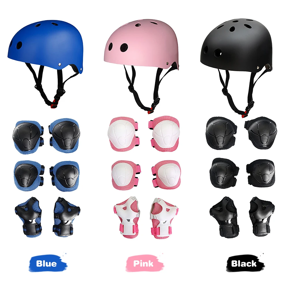Детский набор защитных передач 7 в 1 регулируемый Helment на колено локоть запястье колодки Набор для детей скейтборд-скутер Катание на коньках