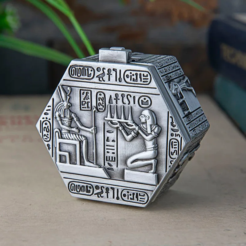 Creative zinc alloy Material jewelry box Egyptian style Vintage jewelry box exquisite Grade Flannel Design Creative Gifts