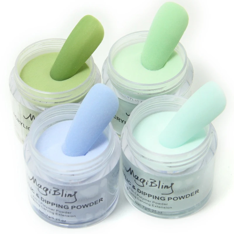 Polvo acrílico de Color claro para uñas, diseño de extensión de uñas