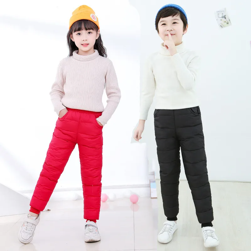 20 ℃ одежда для малышей пуховые штаны для маленьких мальчиков и девочек Детские утепленные плюшевые брюки Детские Пуховые хлопковые брюки детские зимние штаны