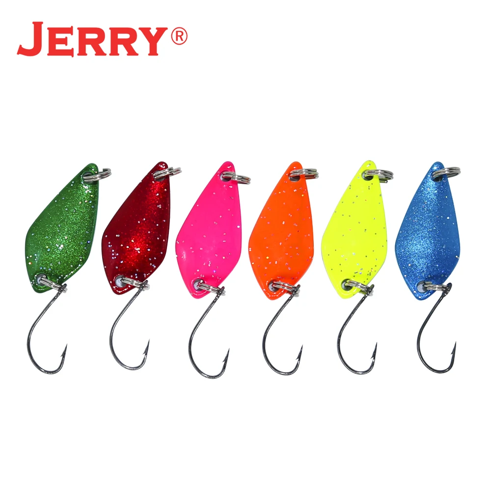 Jerry 6pcs 2.5g/3.5g/5g Casting Pesca UV Color Micro Area Trout Bait  Fishing Spoon Kit Metal Lures Baubles Wholesale