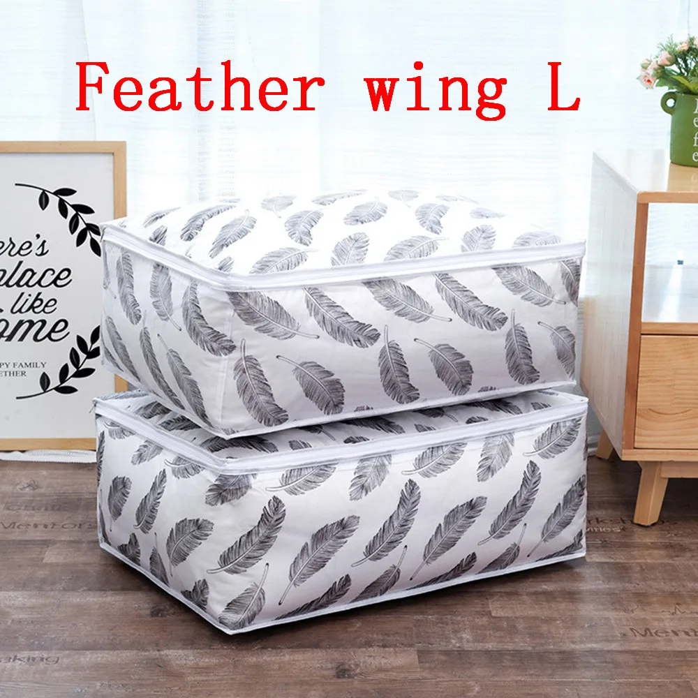 Feather wing L Сумка для хранения одежды под кровать, одеяло, подушка, одеяло, сумка для хранения, дорожная сумка для хранения пыли, органайзер для домашней одежды - Цвет: Feather wing L