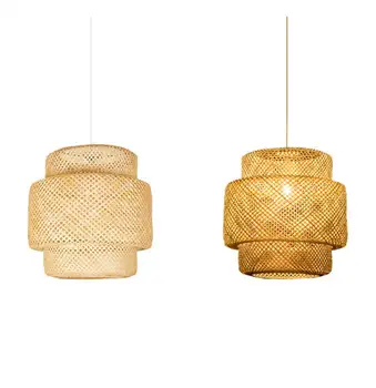 

Chinese Bamboo weaving bamboo/Rattan Weaving Pendant light E27 lamps lanterns living room hotel restaurant aisle Pendant Lamp S