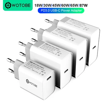 

USB-C Power Adapter 18W 30W 45W 60W 65W 87W PD/QC3.0 Charger For xiaomi USB-C Laptops MacBook Pro iphone 11 iPad proS9/S10 P30