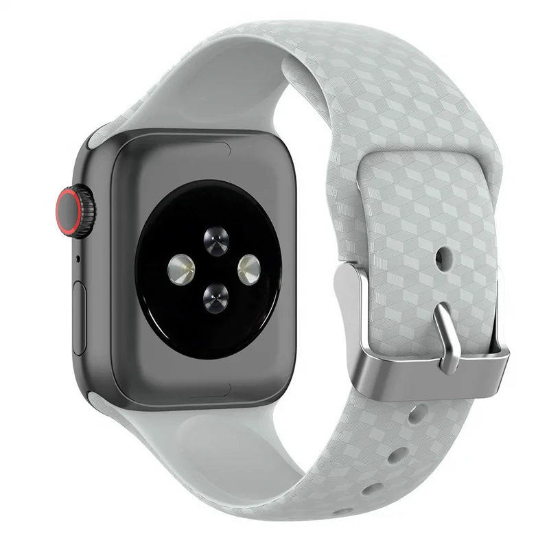 gray Ремешок с 3D текстурой для apple watch 5, 4 ремешка, 44 мм, iwatch, 42 мм, correa, apple watch, 38 мм, 40 мм, силиконовый ремешок для часов pulseira 3, 2, 44 - Цвет ремешка: gray
