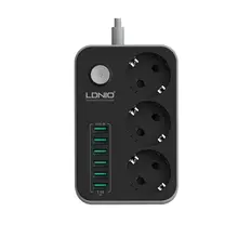 Tira de alimentación electrónica USB, 3 tomas de corriente, 6 puertos USB, toma de hogar inteligente, Protector contra sobretensiones, carga rápida, placa de extensión para el hogar, EU