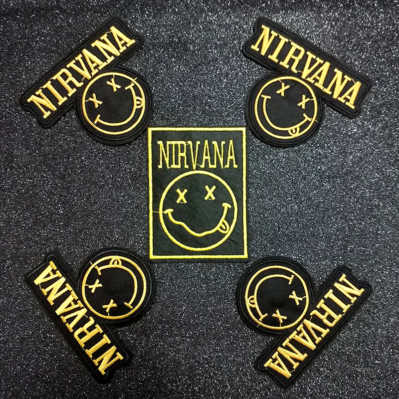 

Pulaqi Rock Music Nirvana Band Patch Iron On Patches For Clothing Embroidered Clothes Appliques Letter Badge Clothes Stickers F