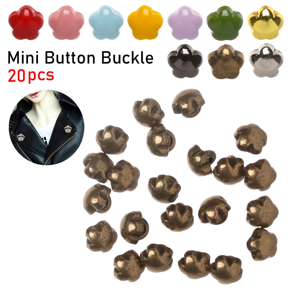 

20pcs 4mm Metal Mini Button Buckle DIY Doll Clothes Flower Printed Buckle Pattern Decoration Buckles for 1/6 Doll Accessories