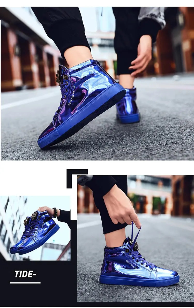 GZ ботинки в стиле панк с заклепками и металлическими вставками в стиле хип-хоп; мужские однотонные белые ботинки в стиле хип-хоп на плоской платформе для танцев; модные теннисные туфли с высоким берцем и пряжкой; zapatillas hombre