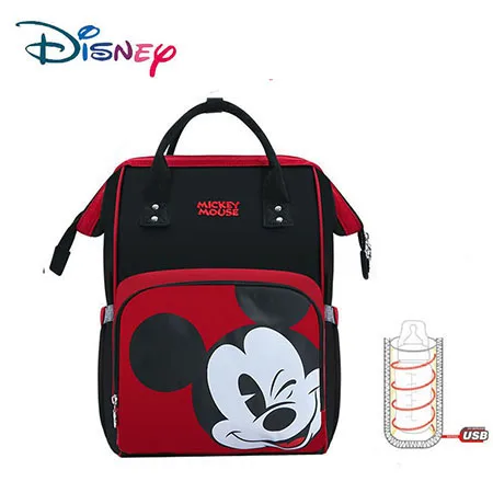 Коричневый Сумка для подгузников disney, рюкзак для мамы, USB бутылочка с подогревом, Детская сумка для мамы, сумка для подгузников для мамы, влажная сумка, сумка для коляски для мамы - Цвет: Коричневый