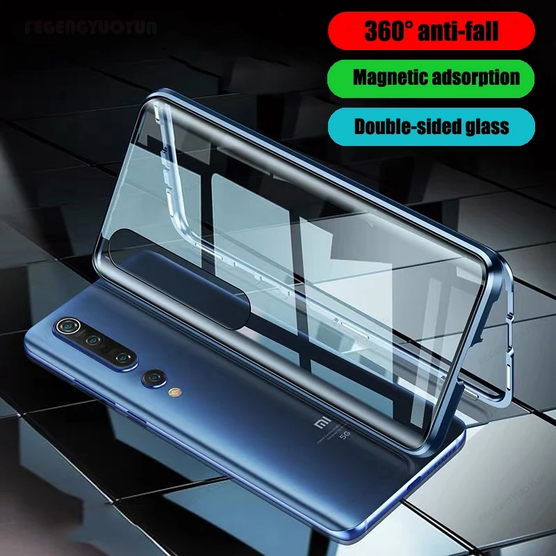 Двухсторонний магнитный металлический чехол для xiaomi 10 Pro 9T 8 Lite F1 A3 Note Redmi 9 7 K30 K20