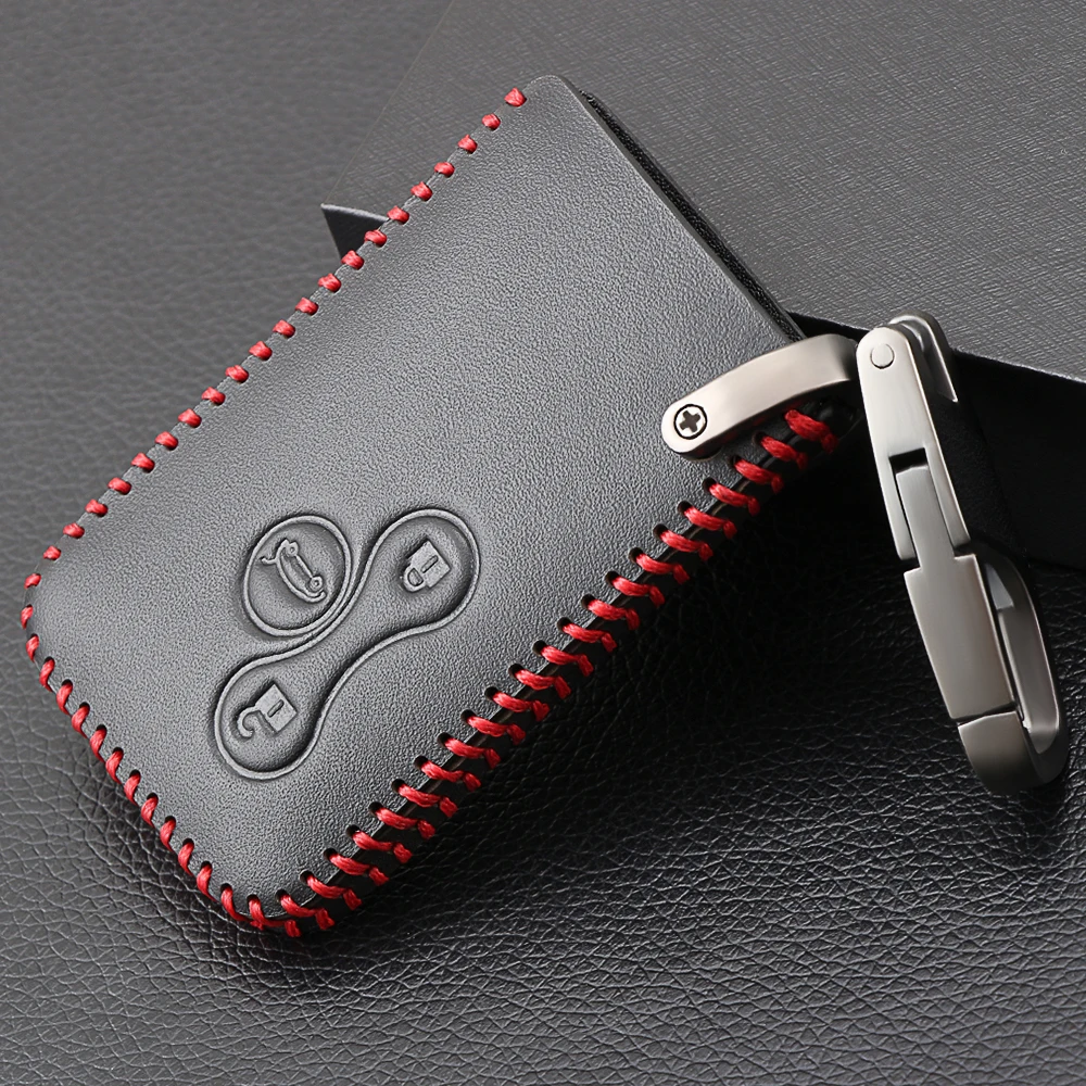 Genuine Leather car key Card Shell Case cover for Renault Clio Megane