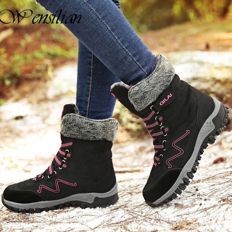 Зимние сапоги Женские нескользящие ботинки до середины икры Высокие кроссовки