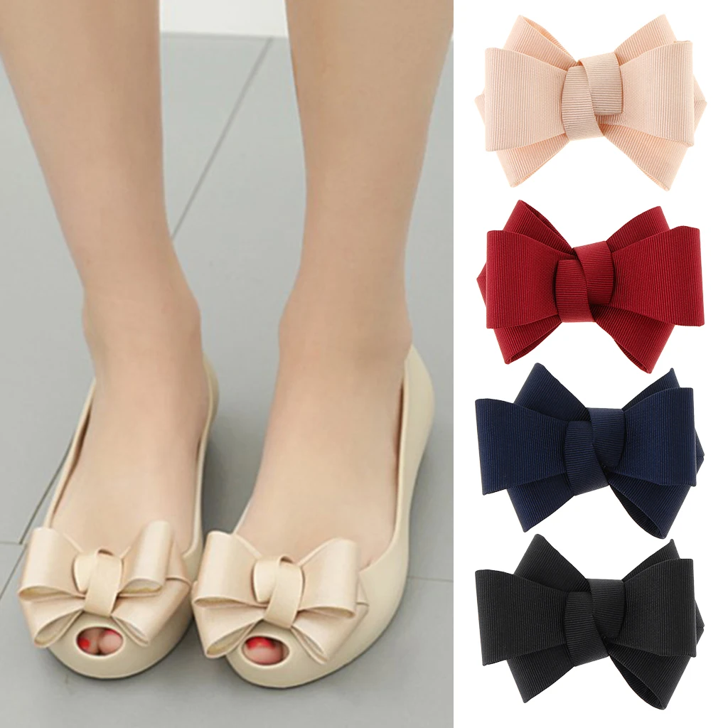 Simple Plain Ribbon Bow Butterfly High Heel Shoe Clips Charms Decoration 1pc
