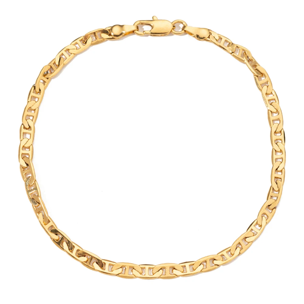 Gold Color/White Color 4.2mm Mariner Link Chain Flat Anklet, 9 10 11 inches Ankle Bracelet for Women Men Waterproof Gold Color/White Color 4.2mm Mariner Link Chain Flat Anklet, 9 10 11 inches Ankle Bracelet for Women Men Waterproof