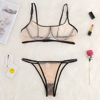 

New Women's Lace Hollow Openwork Sexy Perspective Two-piece Set Women Underwaer FJSL