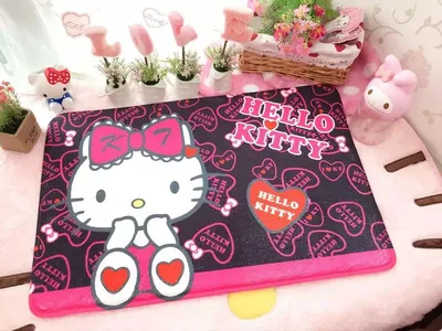 Мультяшный домашний плюшевый нескользящий коврик Hello kitty, милый коралловый бархатный коврик