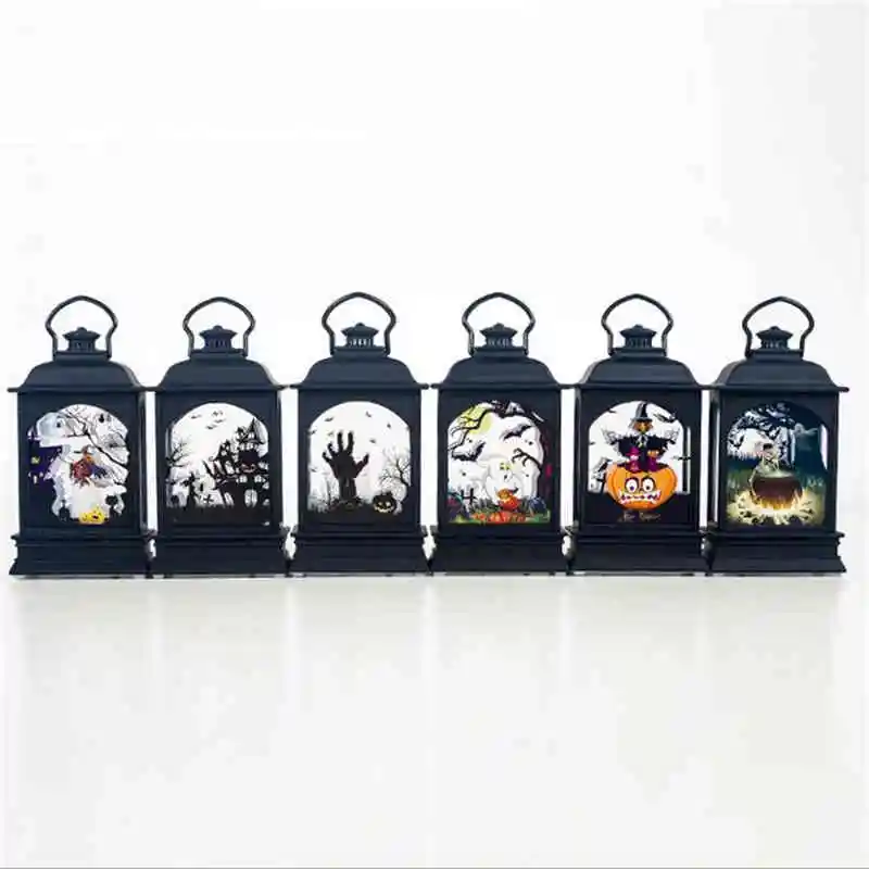 

2019 Halloween Vintage Pumpkin Castle Light Single Candle Christmas Transparent Wind Light Bar Atmosphere Decoration Supplies