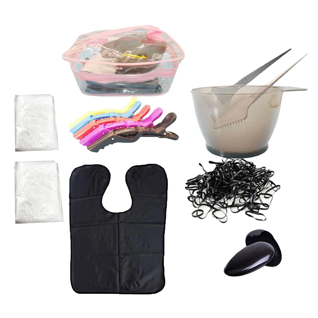 15x Salon Hair Color DIY Hairdressing Tools Dye Brush Bowl Storage Bag Set