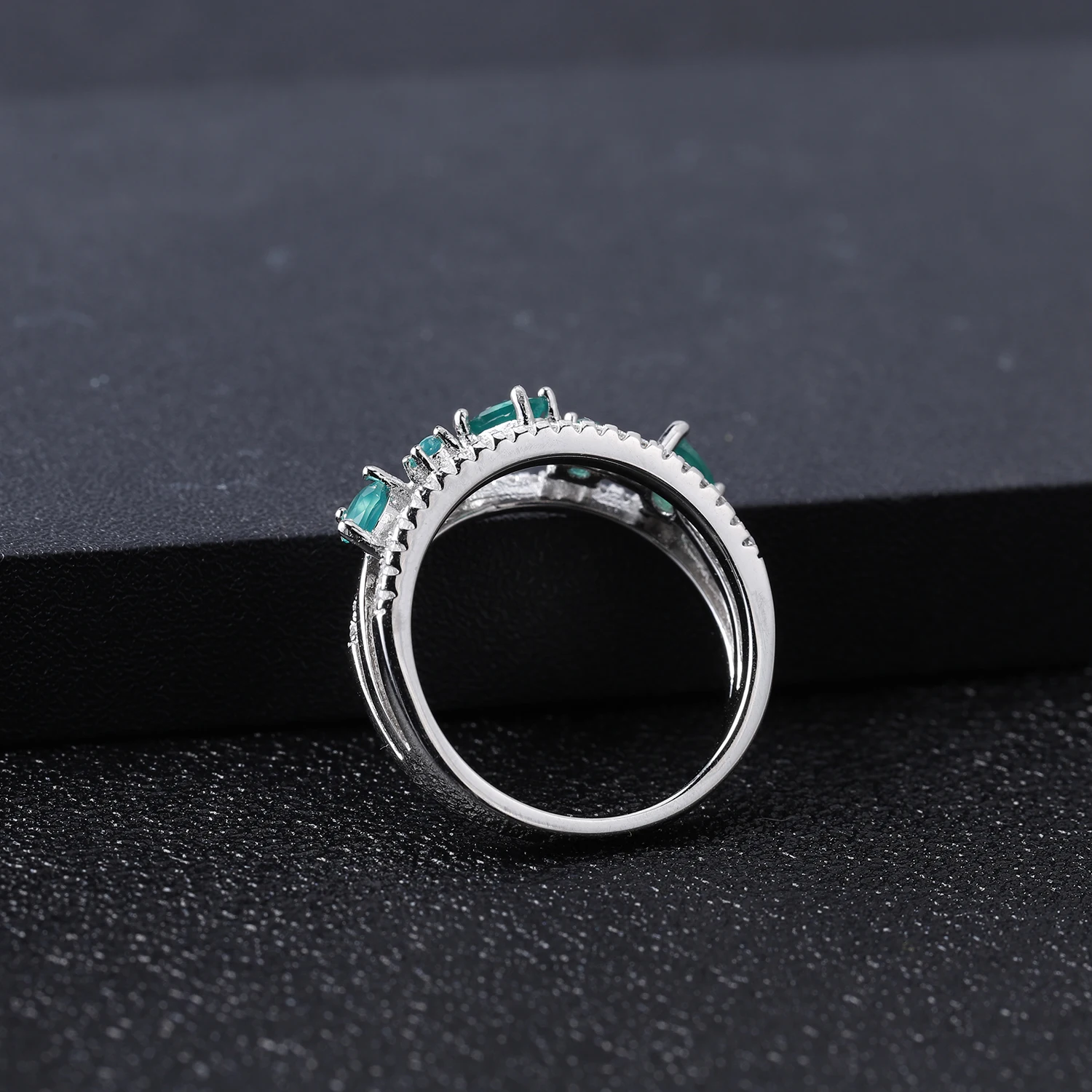 GEM'S балетные 925 пробы серебро Арт Деко кольца натуральный зеленый агат, натуральный камень кольцо для женщин обручальное хорошее ювелирное изделие